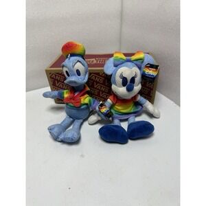 Lot 2 Disney Rainbow Pride Plush 2022 Minnie Mouse Donald‎ Duck W/ Tags